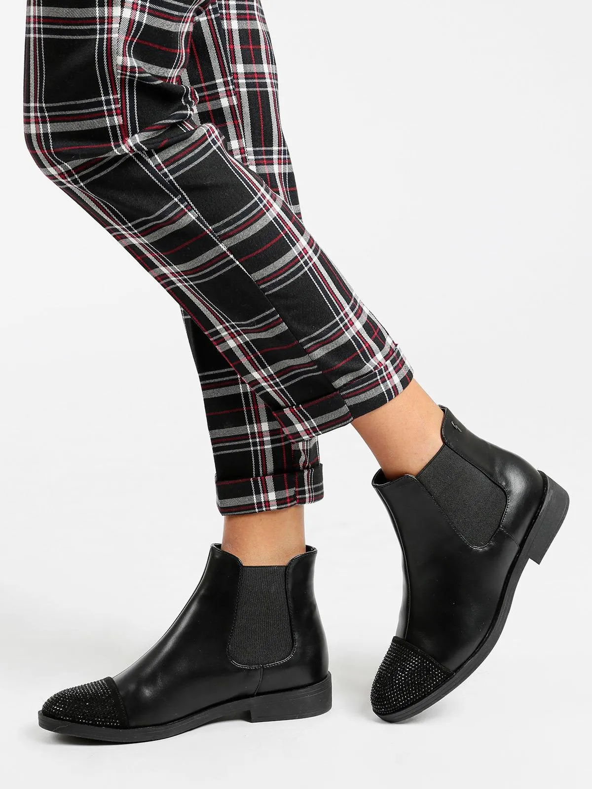 Gattinoni Bottes Chelsea avec strass  plante étroite
