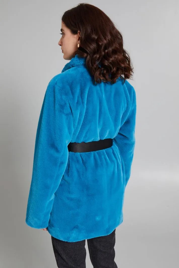 Giacca peluche con cintura