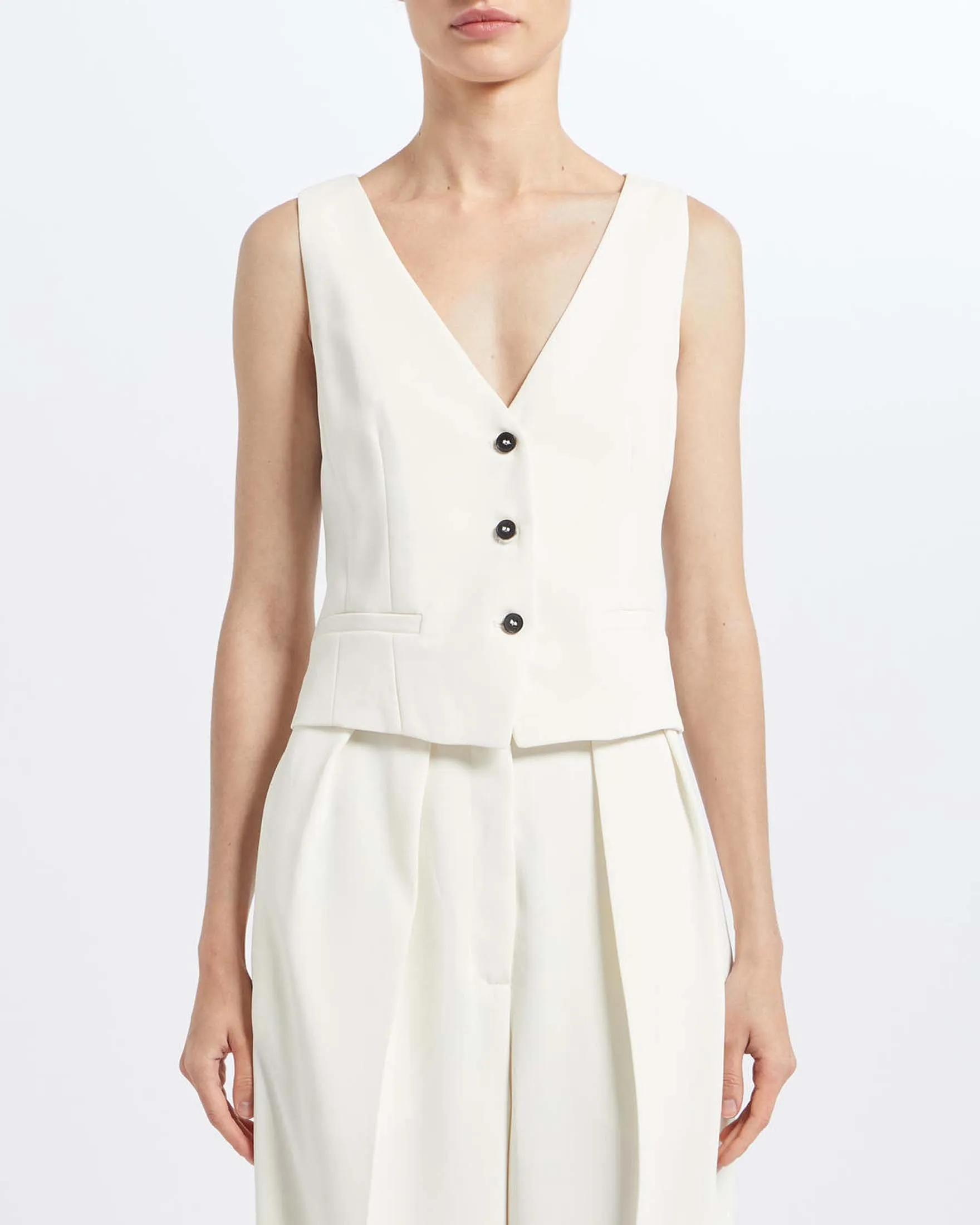 Gilet bianco in crêpe envers satin con scollo a V Marella ART. 365