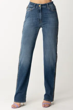 Jeans palazzo con maxi zip laterali Blue denim