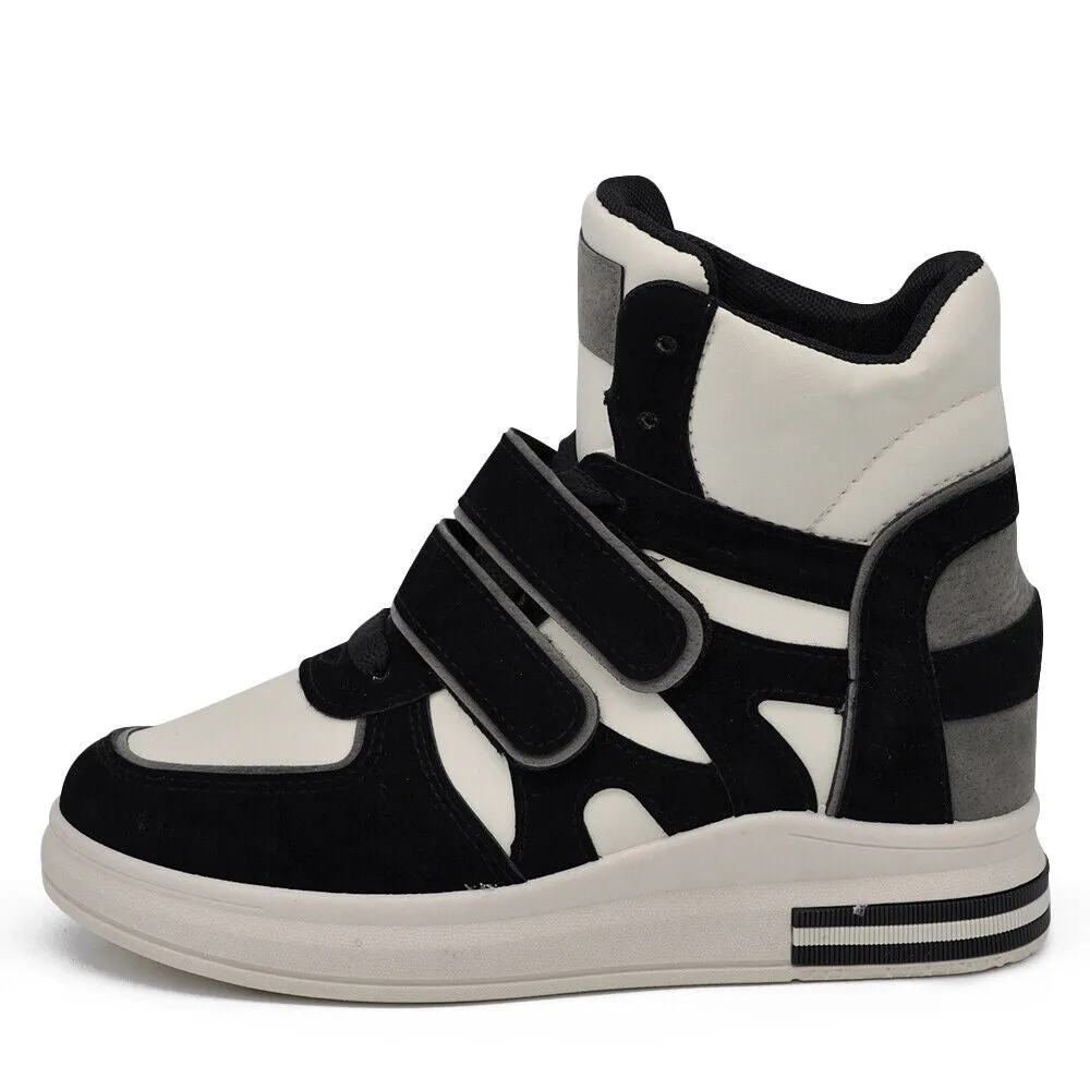 Scarpe Da Donna Ginnastica Sportive Sneaker Zeppa Strappi B13 nero beige camel