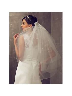 Velo da sposa corto quattro strati in tulle